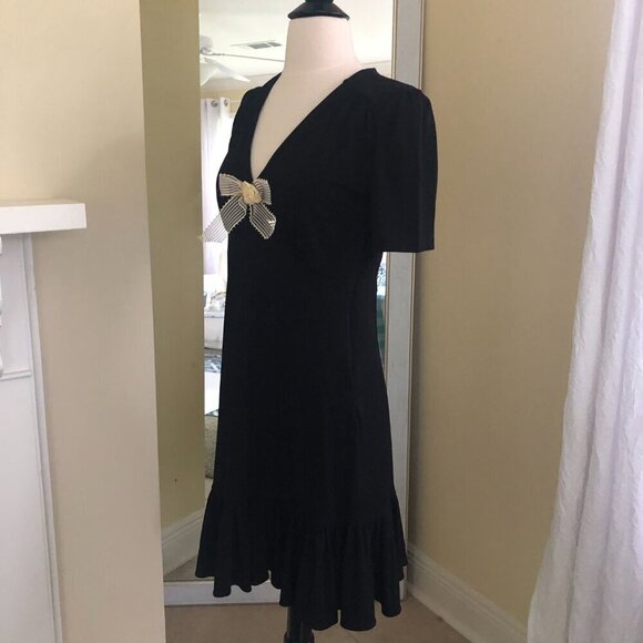 Vintage Michael Kors Black Dress W/Added Whimsical Bow Small - Picture 3 of 10